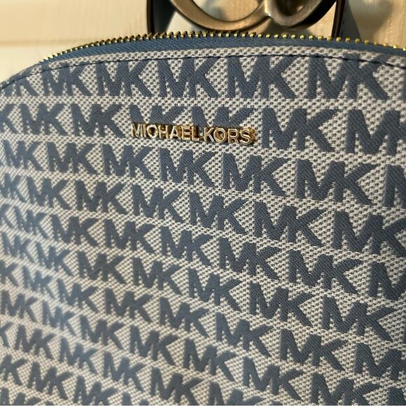 Michael Kors Cindy Large Blue Backpack School Bag Zipper Closure MK Logo NWT main image 5